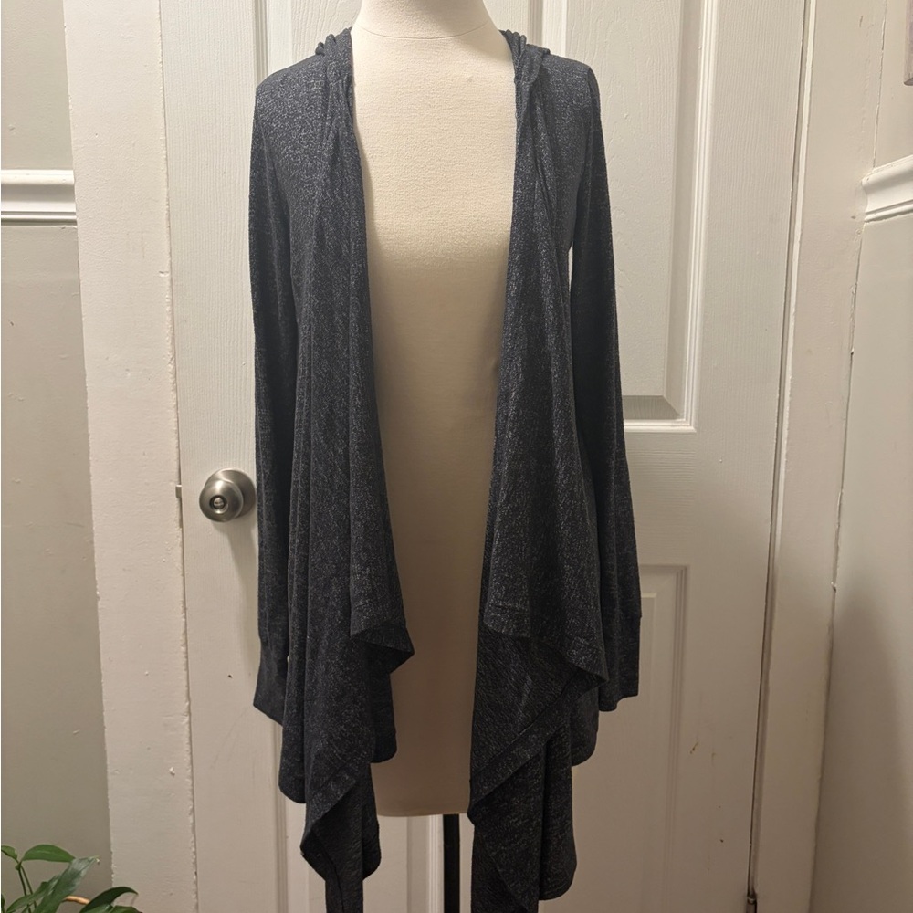 Hooded Aerie Heather Gray Drape Cardigan